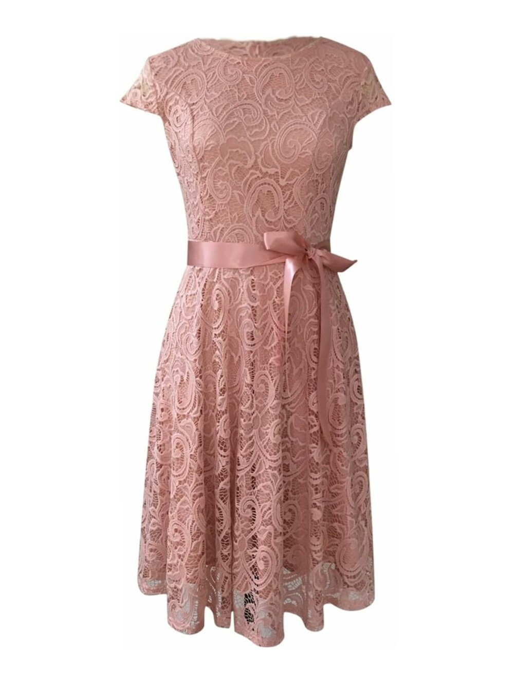 PrettyGarden Light Pink Lace Short Sleeve Dress New NWT Elegant Wedding Guest XL